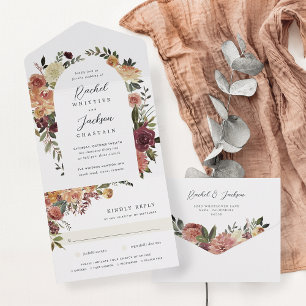 Rustikale Blumige Wasserfarben-Hochzeit All In One Einladung