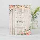 Rustikale Blush Blues Streichhackensehen Einladung (Stehend Vorderseite)