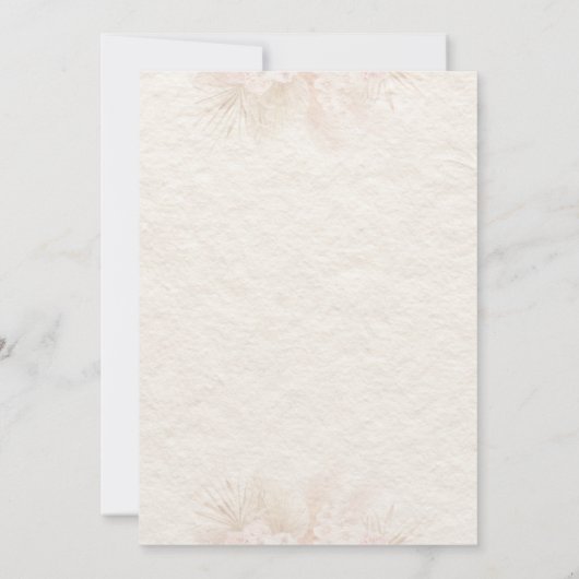 Rustikale Blush Boho Bloral Wedite Einladung (Rückseite)