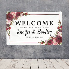 Rustikale Blush Burgund Blume Hochzeit Banner