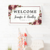 Rustikale Blush Burgund Blume Hochzeit Banner (Insitu)