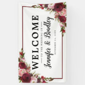 Rustikale Blush Burgund Blume Hochzeit Banner (Vertikal)