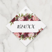 Rustikale Blush Burgund Blume Hochzeit Geschenkanhänger (Rückseite)