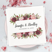 Rustikale Blush Burgund Blume Hochzeit Serviette