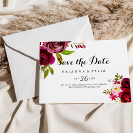 Rustikale Blush Burgundy Bloral Horizontal Hochzei Save The Date