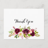 Rustikale Blush Burgundy Blumenkalligraphie Vielen Postkarte (Vorderseite)