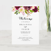 Rustikale Blush Burgundy Floral Folgeköpft Hochzei Programm (Vorderseite)