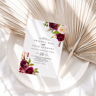 Rustikale Blush Burgundy Lässige Hochzeit Einladung