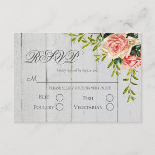 Rustikale Blush Floral Elegantes Skript Hochzeit R RSVP Karte