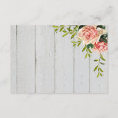 Rustikale Blush Floral Elegantes Skript Hochzeit R RSVP Karte (Rückseite)