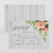 Rustikale Blush Floral Elegantes Skript Hochzeit RSVP Karte (Vorne/Hinten)