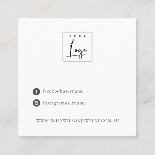 Rustikale Blush Monogram Nekklace Band Template Quadratische Visitenkarte (Rückseite)