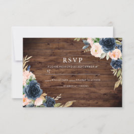 Rustikale Blush & Navy Elegante Frühjahrssonne RSVP Karte