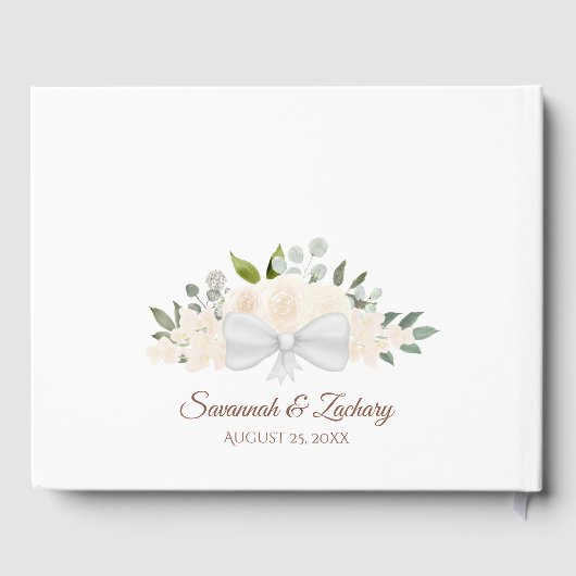 Rustikale Blush Peach floral Boho Chic Hochzeit Gästebuch (Rückseite)