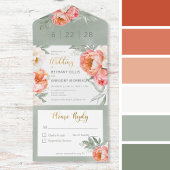 Rustikale Blush Peach & White Peonings Kein Abende All In One Einladung