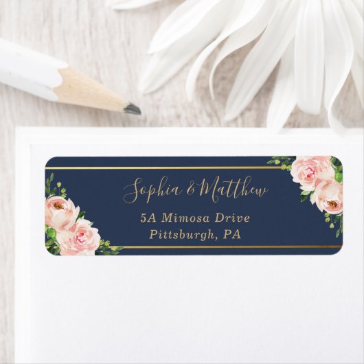 Rustikale Blush Pink Blume Navy Gold Hochzeit (Insitu)
