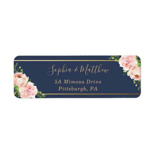 Rustikale Blush Pink Blume Navy Gold Hochzeit (Vorne)