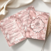 Rustikale Blush Pink Filigree Bläserblütenhochzeit Einladung