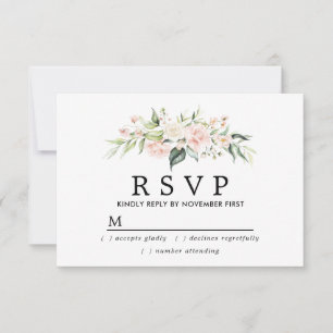Rustikale Blush Pink Floral Quinceanera RSVP Karte