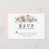 Rustikale Blush Pink Floral Wedding RSVP (Vorne/Hinten)