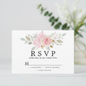 Rustikale Blush Pink Floral Wedding RSVP (Stehend Vorderseite)