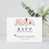 Rustikale Blush Pink Floral Wedding RSVP Karte (Stehend Vorderseite)
