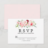 Rustikale Blush Pink Floral Wedding RSVP Karte (Vorne/Hinten)