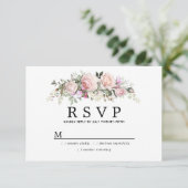 Rustikale Blush Pink Floral Wedding RSVP Karte (Stehend Vorderseite)