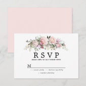 Rustikale Blush Pink Floral Wedding RSVP Karte (Vorne/Hinten)