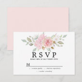 Rustikale Blush Pink Floral Wedding RSVP Karte (Vorne/Hinten)