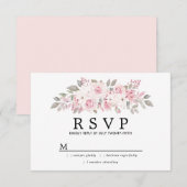 Rustikale Blush Pink Floral Wedding RSVP Karte (Vorne/Hinten)