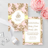 Rustikale Blush Pink Gold Filigree muslimische Hoc Einladung