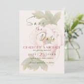 Rustikale Blush Pink Peony Wedding Save the Date (Stehend Vorderseite)