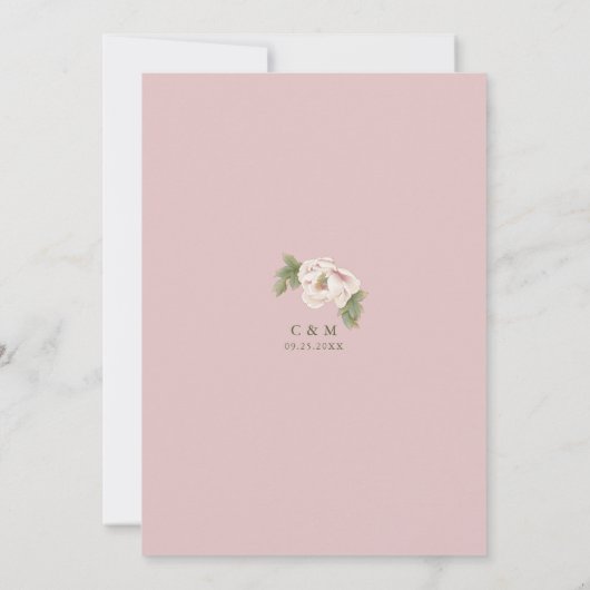 Rustikale Blush Pink Peony Wedding Save the Date (Rückseite)