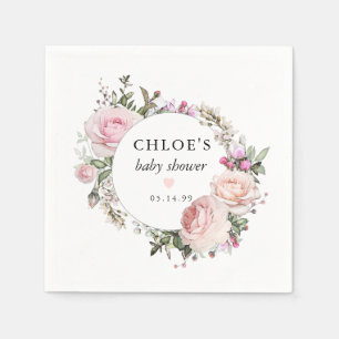 Rustikale Blush Pink Rose Bläschen Baby Dusche Serviette