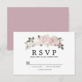Rustikale Blush Pink White Floral Wedding RSVP Karte (Vorne/Hinten)