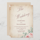 Rustikale Blush Rose Parchment Hochzeit Einladung (Vorne/Hinten)