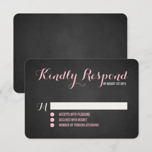 Rustikale Blush Script-Hochzeit RSVP-Karte RSVP Karte (Vorne/Hinten)