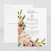 Rustikale Blush Vintage Hochzeit Einladungspostkarte (Vorne/Hinten)