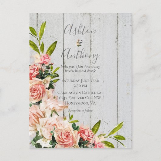 Rustikale Blush Wasserfarbe Blumenzwiebelblüte Hoc Postkarte (Vorderseite)