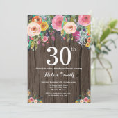 Rustikale Blüte 30. Geburtstag Einladung (Stehend Vorderseite)