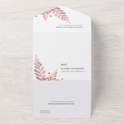 Rustikale Blüte in einer Hochzeitsfeier All In One Einladung (Außenbereich)