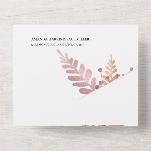 Rustikale Blüte in einer Hochzeitsfeier All In One Einladung (Rückseite)