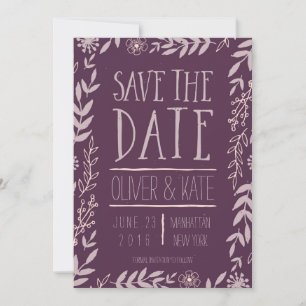 Rustikale Blüte Save the Date Lila