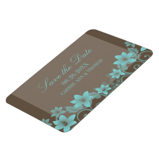 Rustikale Blüte speichern das Date Magnet, Aqua Magnet (Linke Seite)