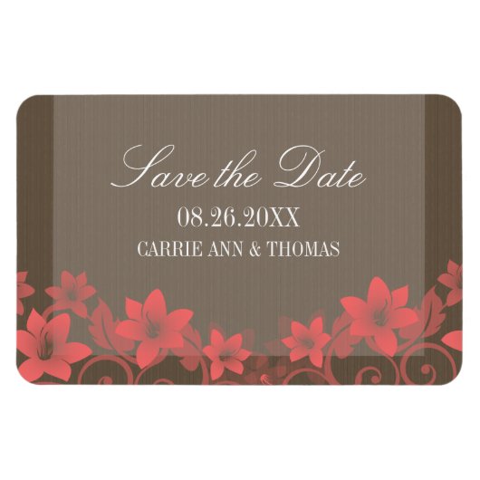 Rustikale Blüte speichern das Datum Magnet, rot Magnet (Horizontal)