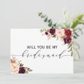 Rustikale Blüte Werden Sie meine Brautjungfrau sei Einladung (Stehend Vorderseite)