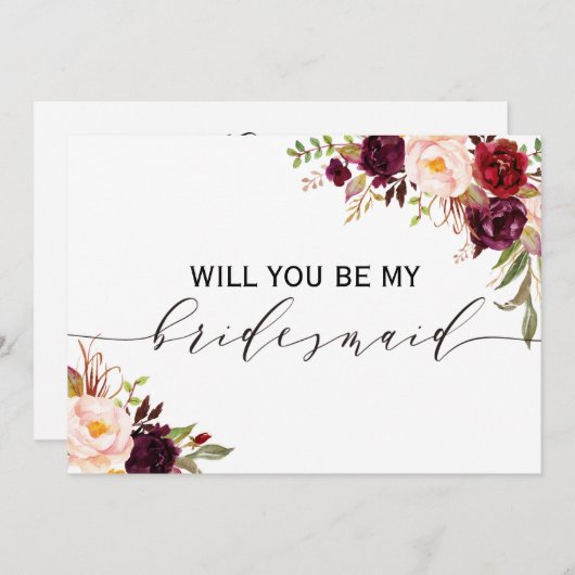 Rustikale Blüte Werden Sie meine Brautjungfrau sei Einladung (Vorne/Hinten)