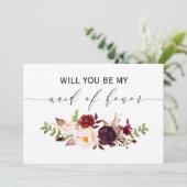 Rustikale Blüte Werden Sie meine Trauzeugin 2sid Einladung (Stehend Vorderseite)