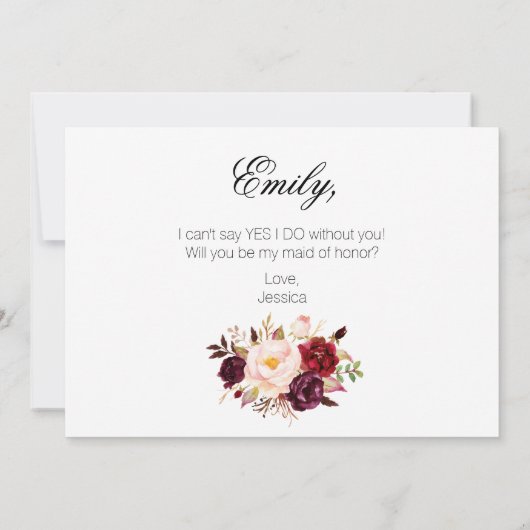 Rustikale Blüte Werden Sie meine Trauzeugin 2sid Einladung (Rückseite)